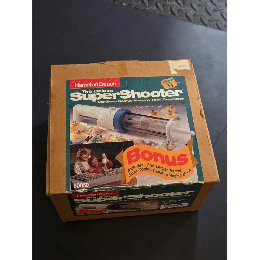 Vintage Hamilton‎ Beach SuperShooter Deluxe Cordless Cookie Press Set w/ Box